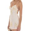 Ivory Mesh Gold Floral Sequin Lace-Up Back Mini Slip Dress