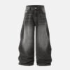 Vintage Gradient Washed Baggy Wide Leg Raw Rhinestone Denim Jeans Vintage Gradient Washed Baggy Wide Leg Raw Rhinestone Denim Jeans