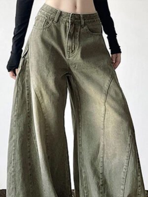 Vintage Olive Curved Seam Baggy Wide Leg Jeans Vintage Olive Curved Seam Baggy Wide Leg Jeans 2. Full Description