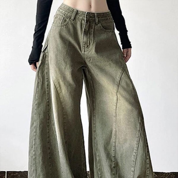 Vintage Olive Curved Seam Baggy Wide Leg Jeans Vintage Olive Curved Seam Baggy Wide Leg Jeans 2. Full Description