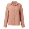 Dusty Pink Textured Linen Blend Long Sleeve Collared Shirt
